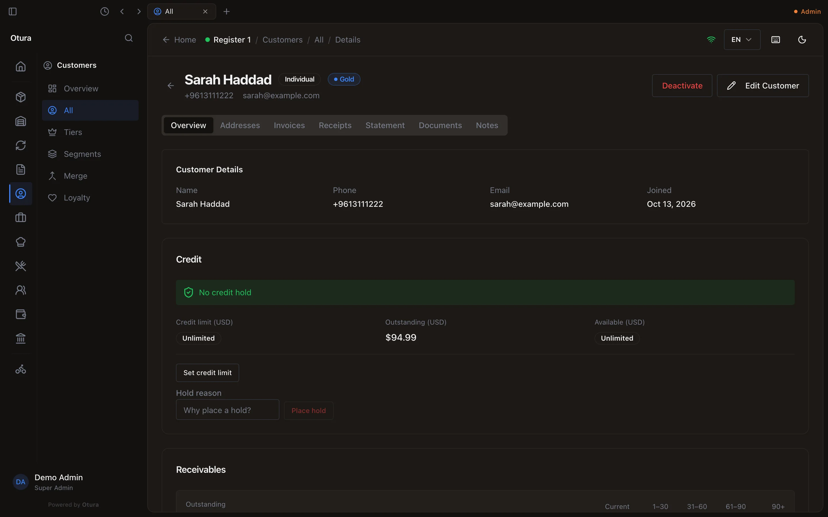 A customer's page with the Gold badge beside their name.
